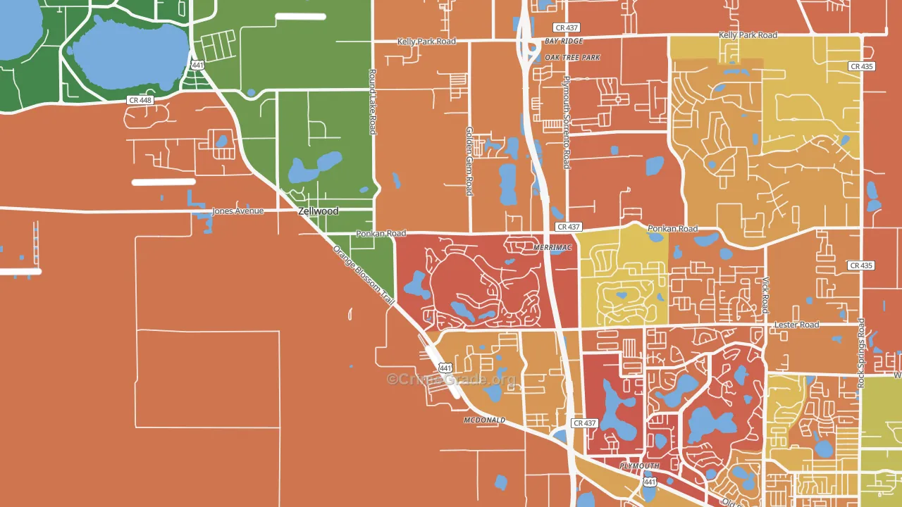 Zellwood, FL Map of Drug-Related Crime Rates