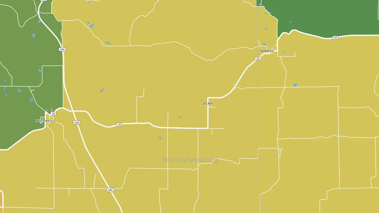 Zelma, IN Map of Drug-Related Crime Rates