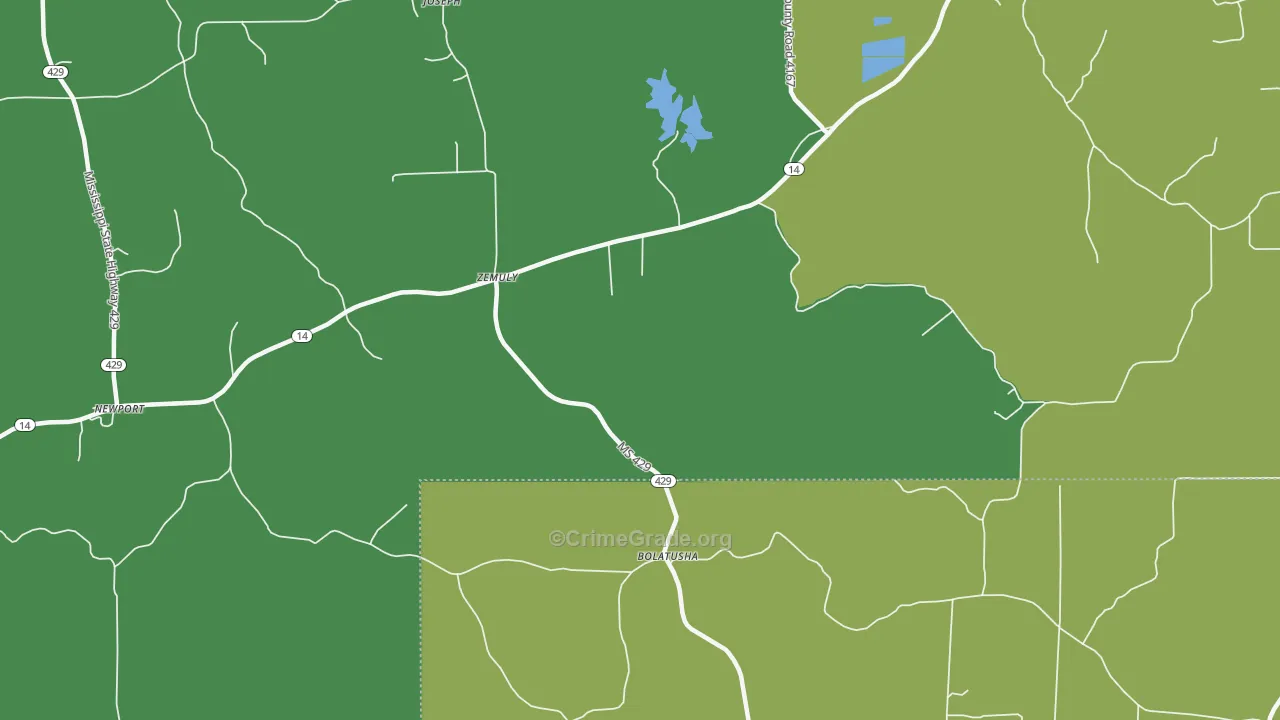 Zemuly, MS Map of Drug-Related Crime Rates