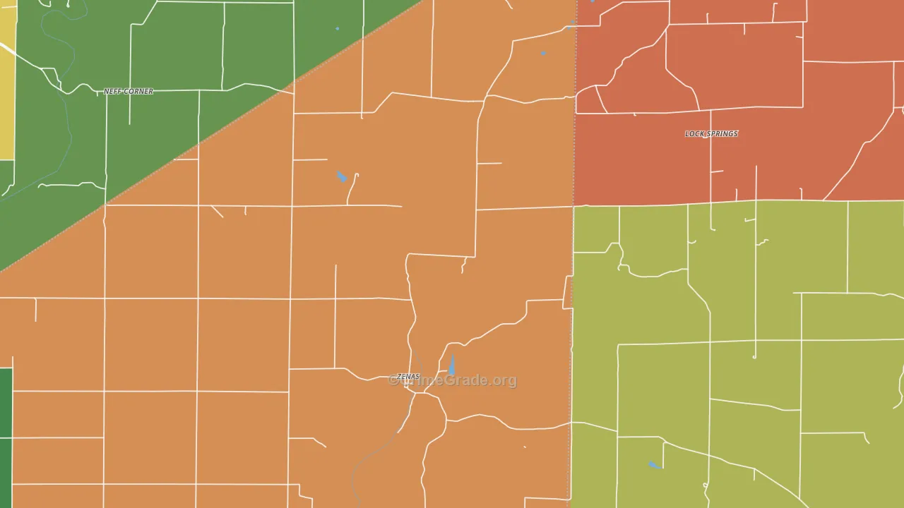 Zenas, IN Map of Drug-Related Crime Rates