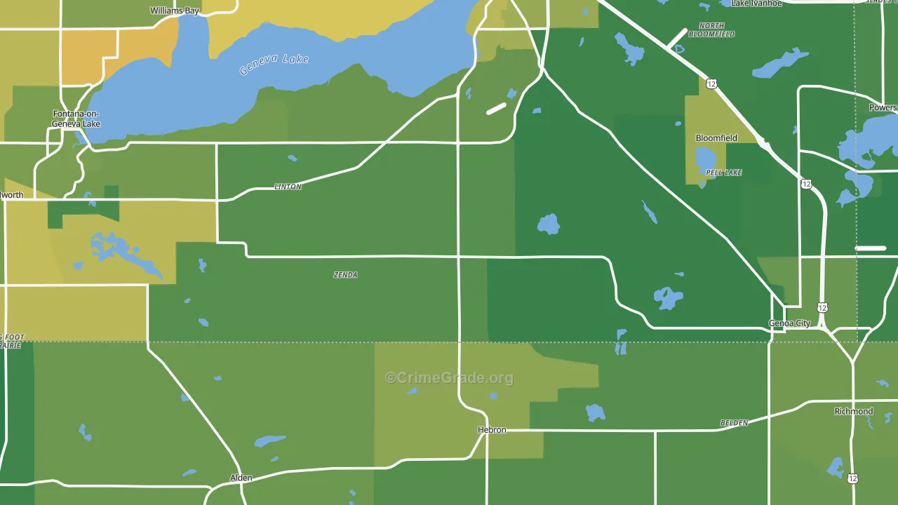 Zenda, WI Map of Drug-Related Crime Rates