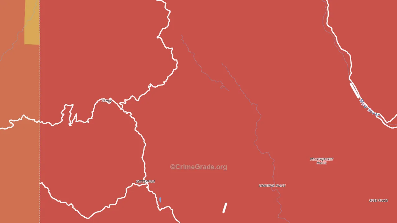 Zenia, CA Map of Drug-Related Crime Rates