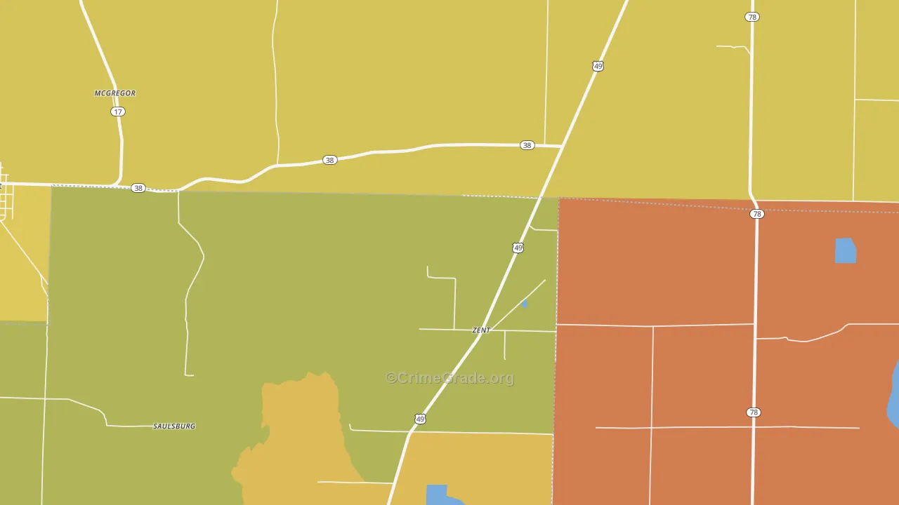 Zent, AR Map of Drug-Related Crime Rates