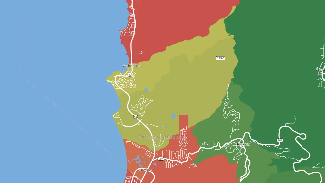 Zephyr Cove, NV Map of Drug-Related Crime Rates
