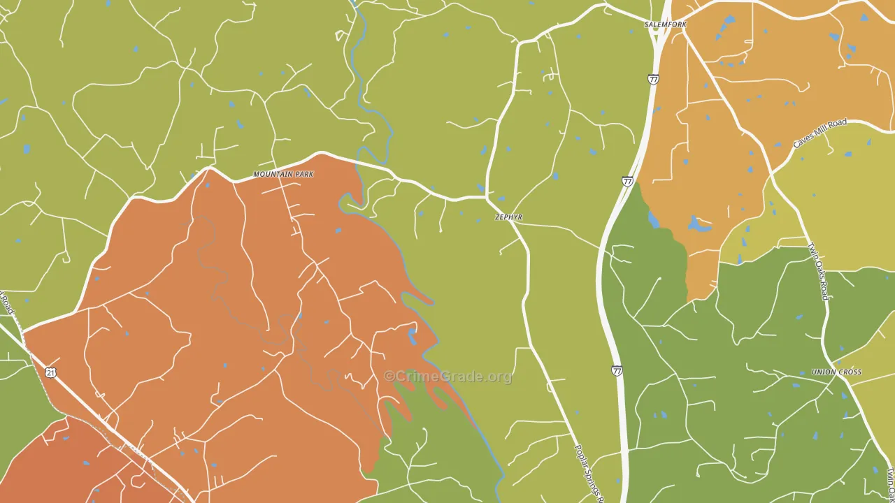 Zephyr, NC Map of Drug-Related Crime Rates