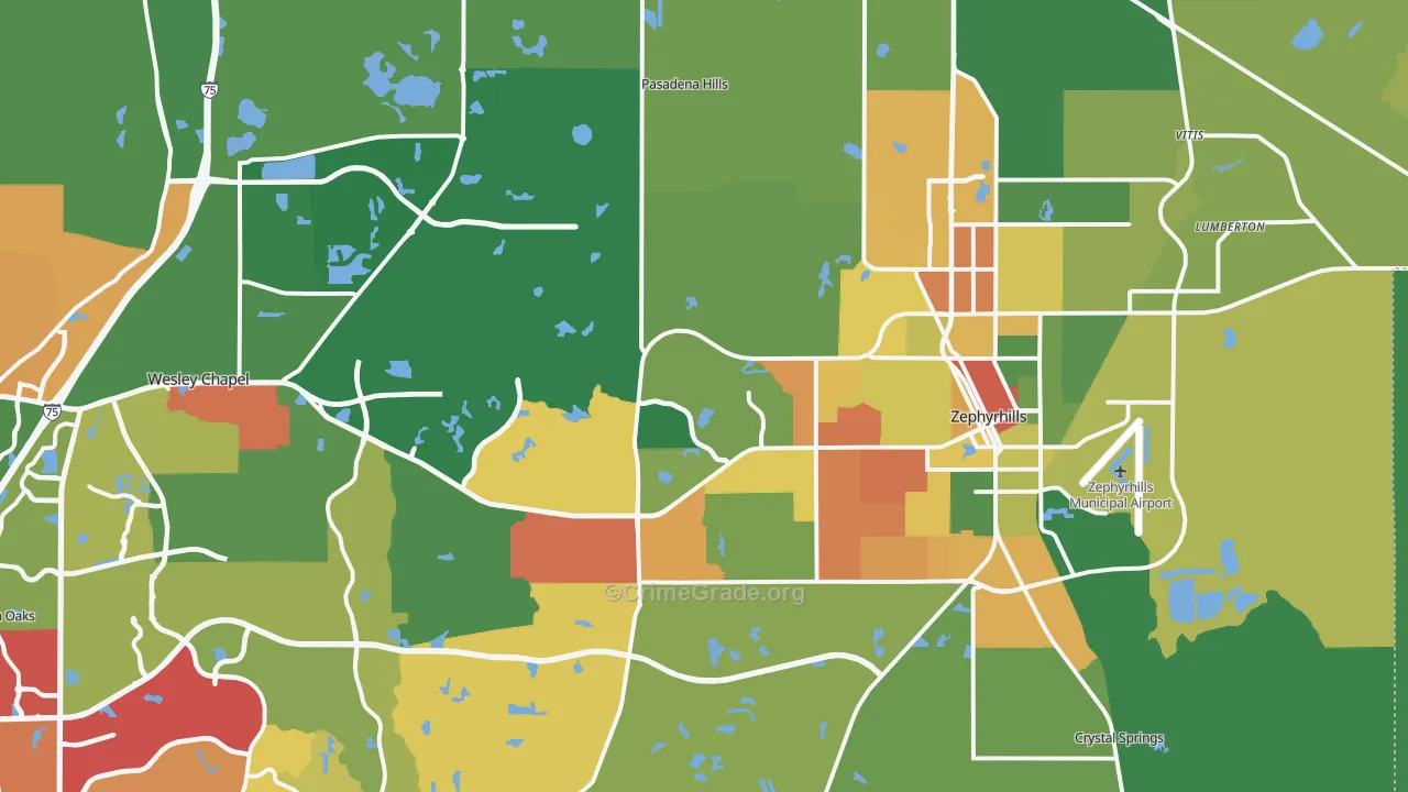 Zephyrhills, FL Map of Drug-Related Crime Rates