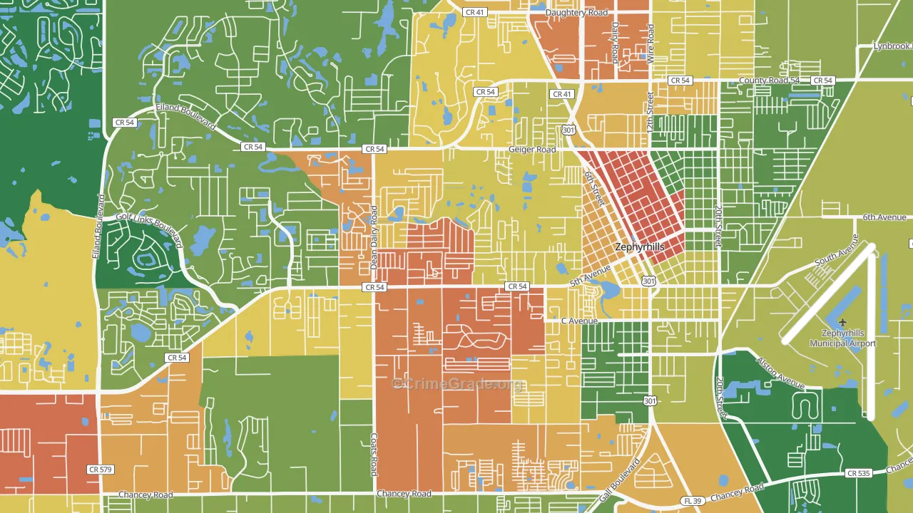 Zephyrhills West, FL Map of Drug-Related Crime Rates