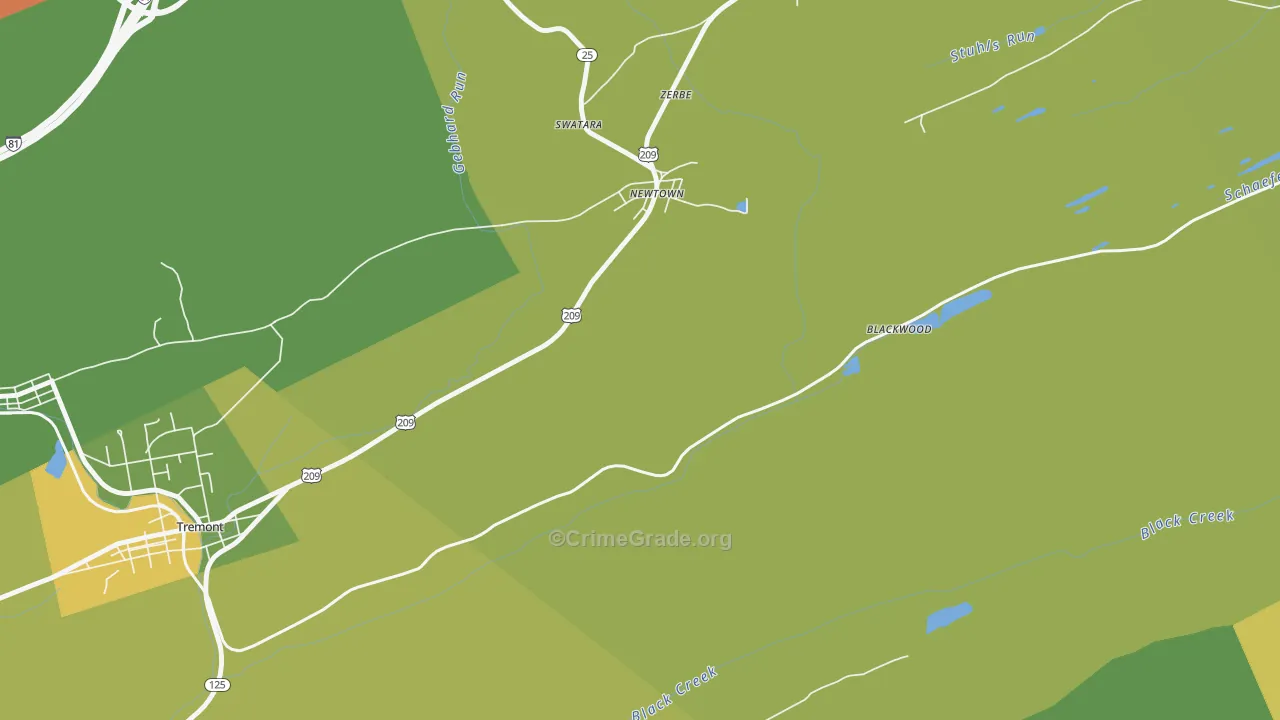 Zerbe, PA Map of Drug-Related Crime Rates