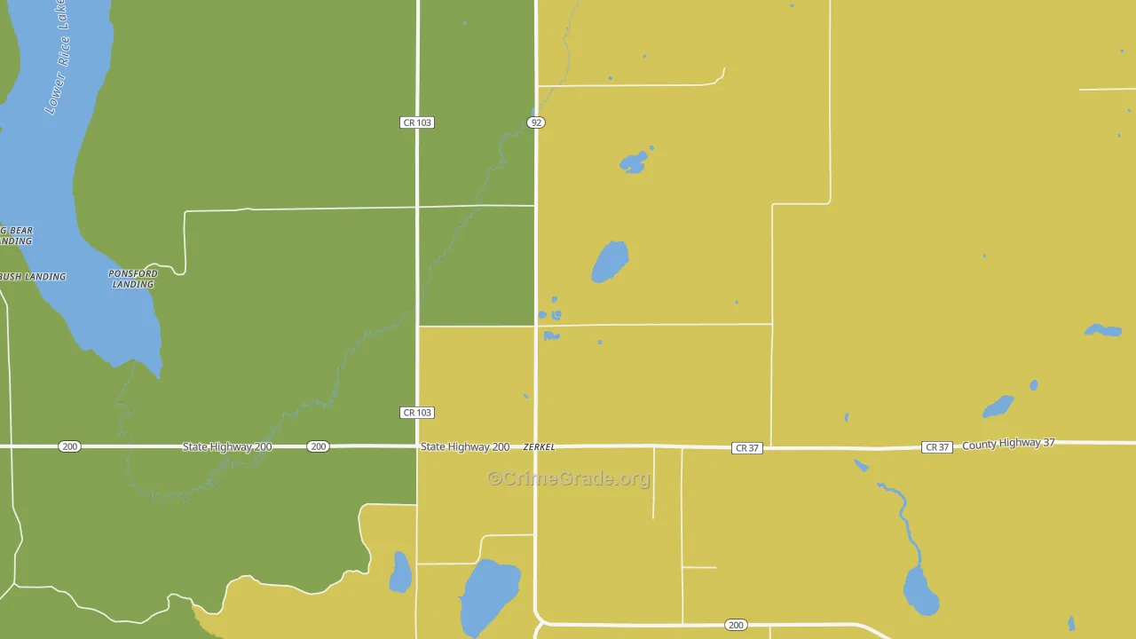 Zerkel, MN Map of Drug-Related Crime Rates