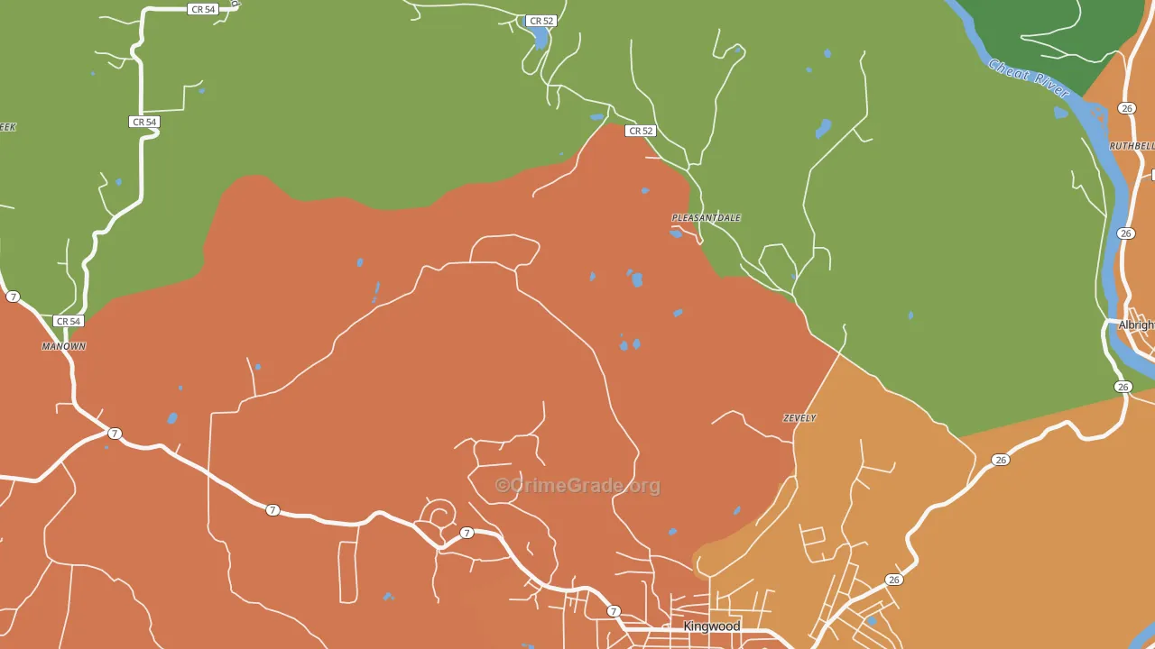 Zevely, WV Map of Drug-Related Crime Rates