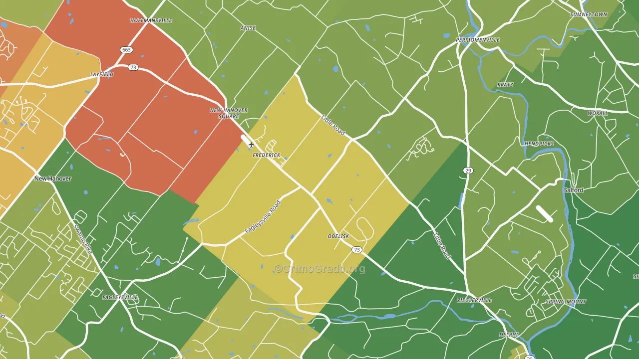 Zieglerville, PA Map of Drug-Related Crime Rates