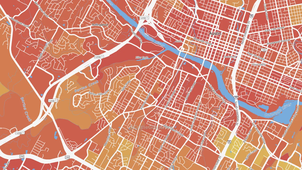 Zilker, Austin, TX Map of Drug-Related Crime Rates