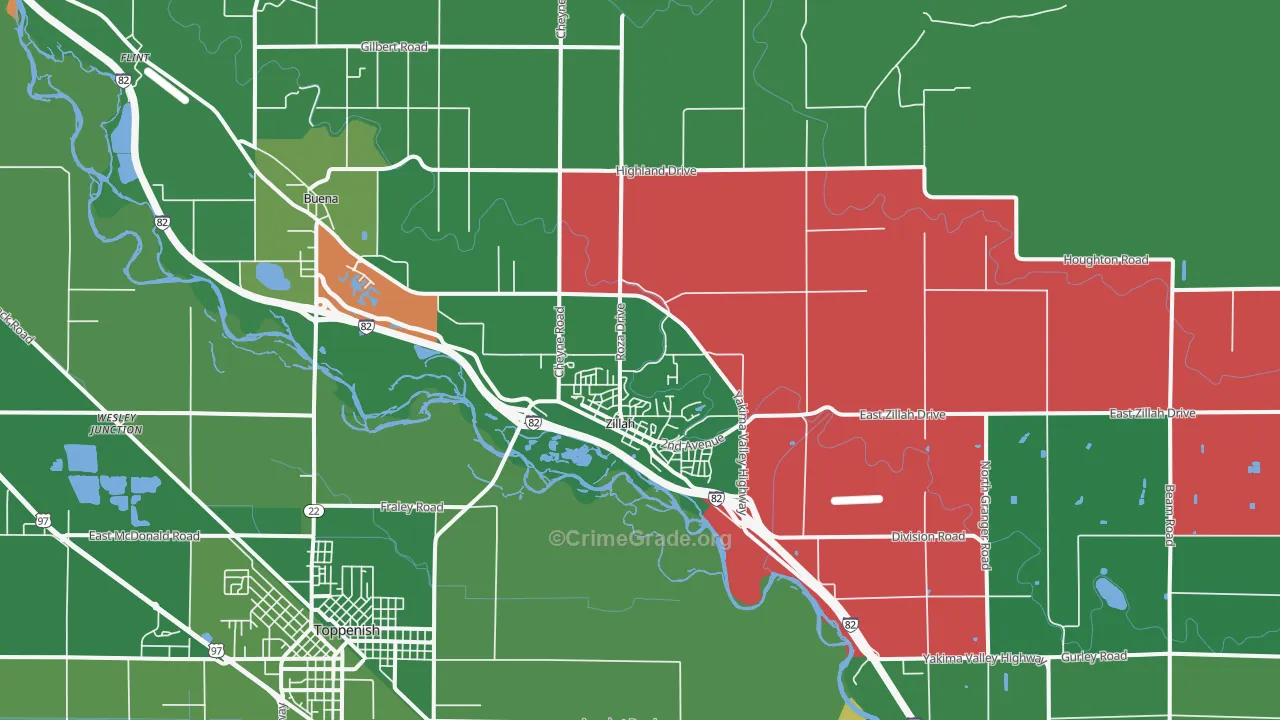 Zillah, WA Map of Drug-Related Crime Rates