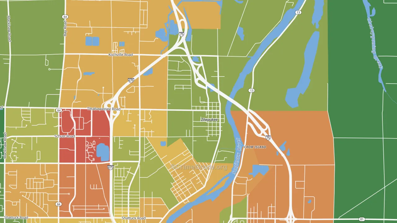 Zilwaukee, MI Map of Drug-Related Crime Rates