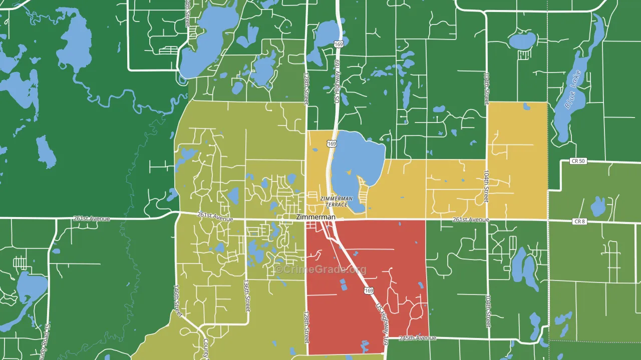 Zimmerman, MN Map of Drug-Related Crime Rates