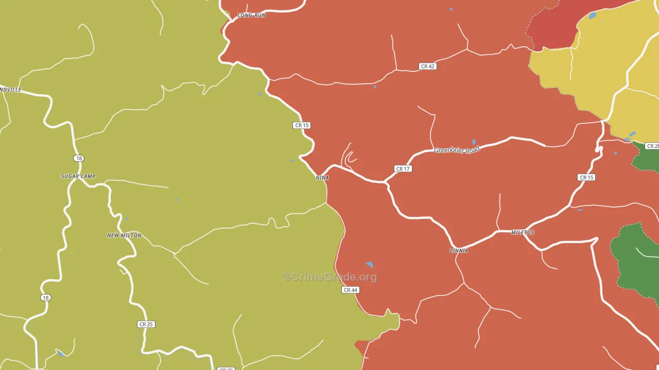 Zinnia, WV Map of Drug-Related Crime Rates