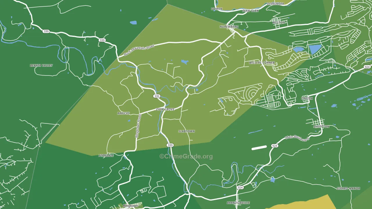 Zion Grove, PA Map of Drug-Related Crime Rates