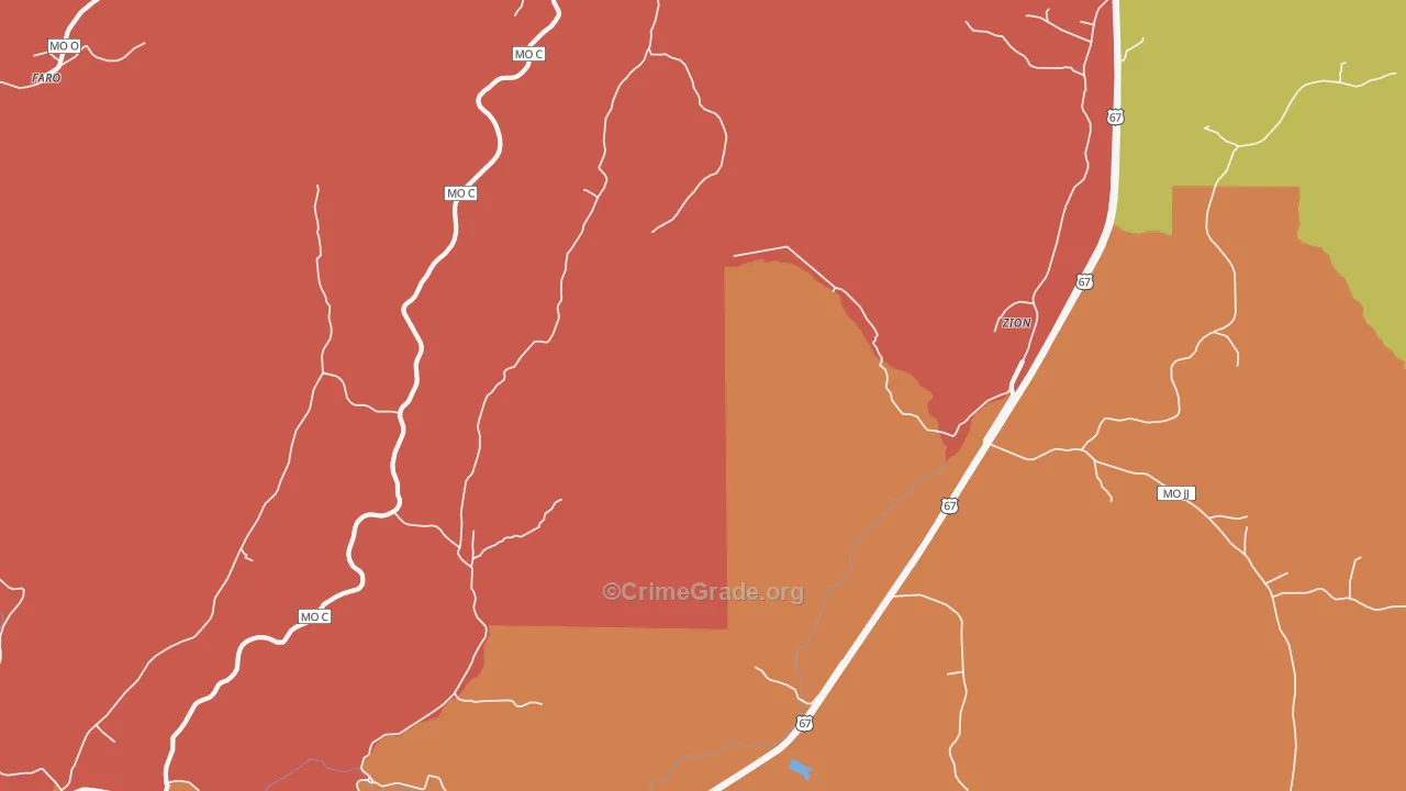 Zion, MO Map of Drug-Related Crime Rates