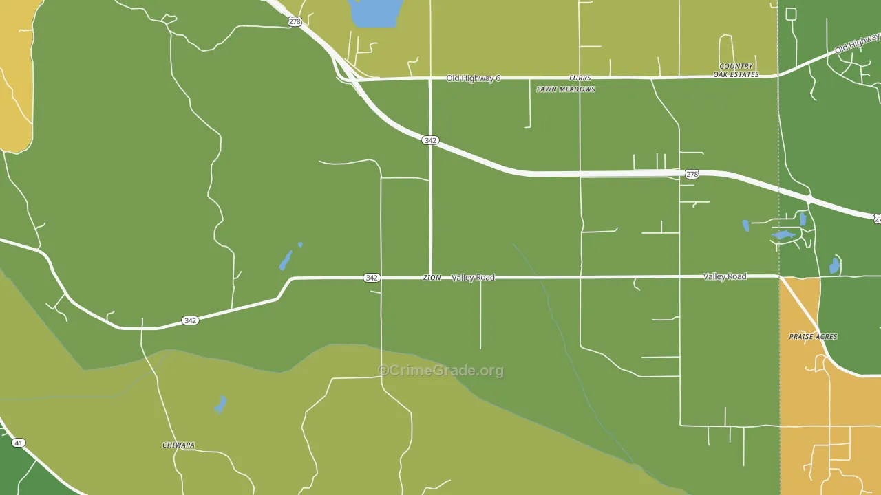 Zion, MS Map of Drug-Related Crime Rates