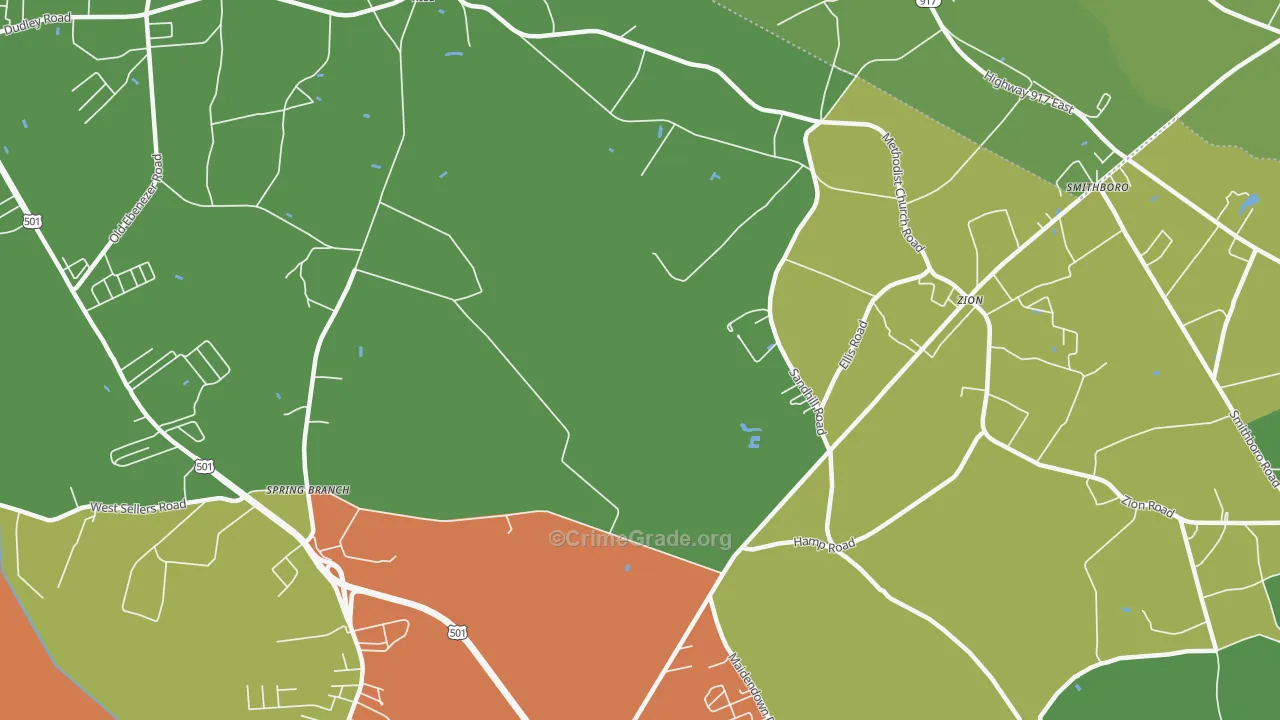Zion, SC Map of Drug-Related Crime Rates