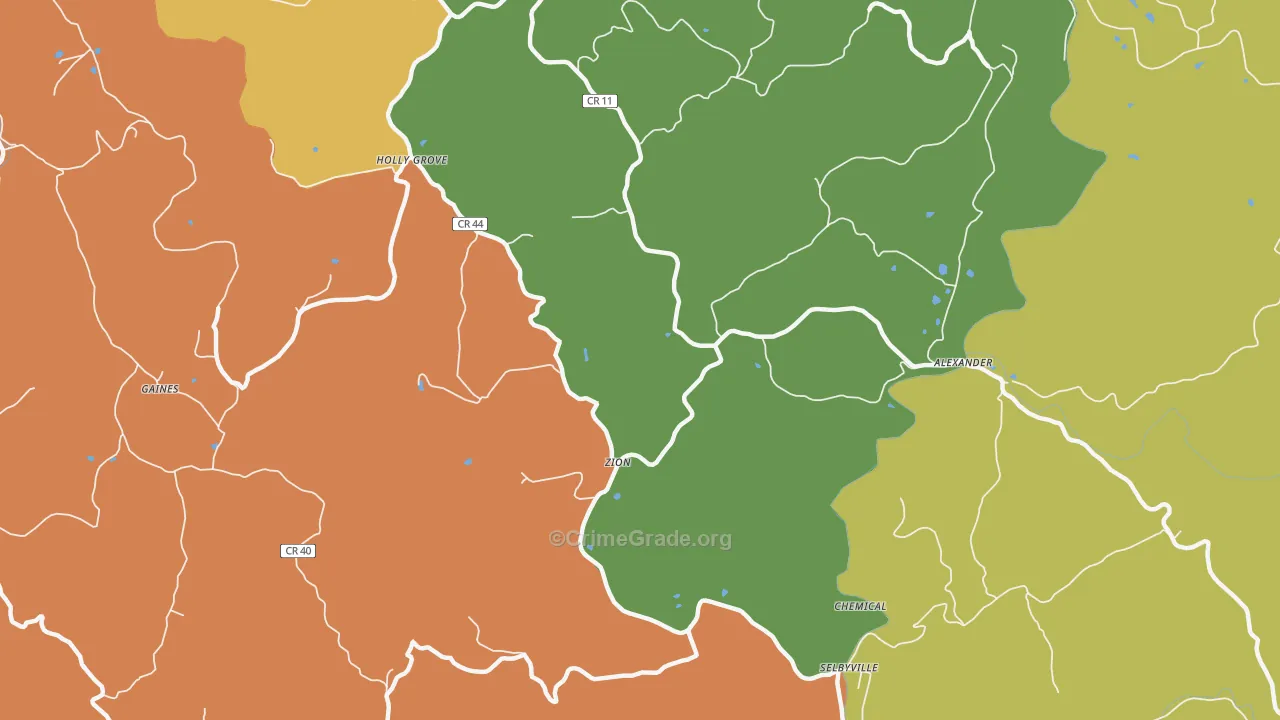Zion, WV Map of Drug-Related Crime Rates