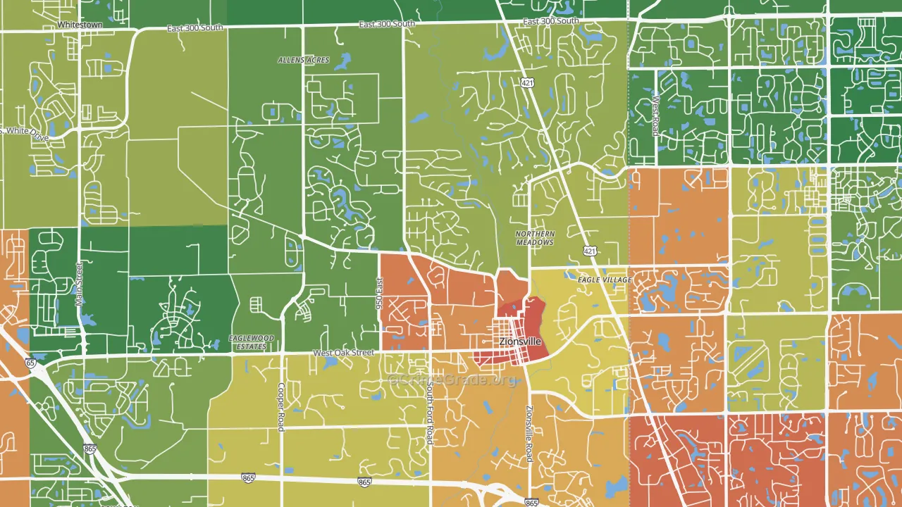 Zionsville, IN Map of Drug-Related Crime Rates