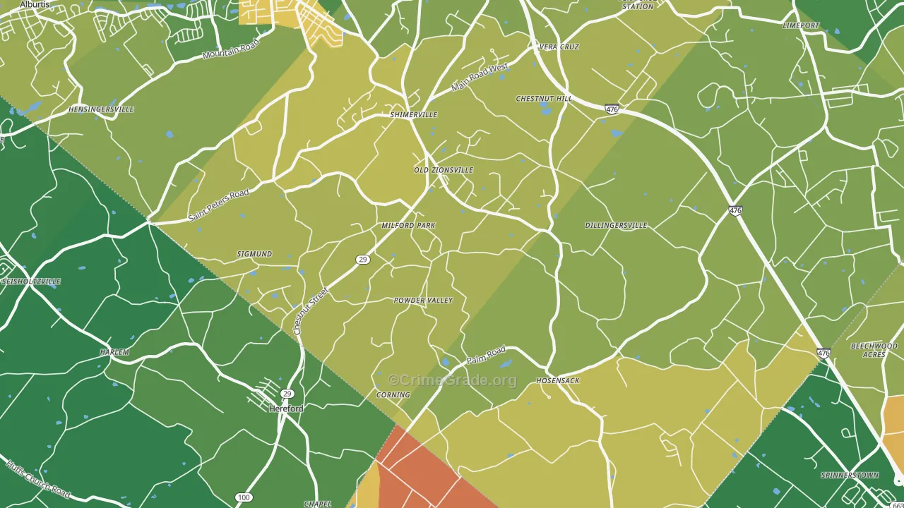Zionsville, PA Map of Drug-Related Crime Rates