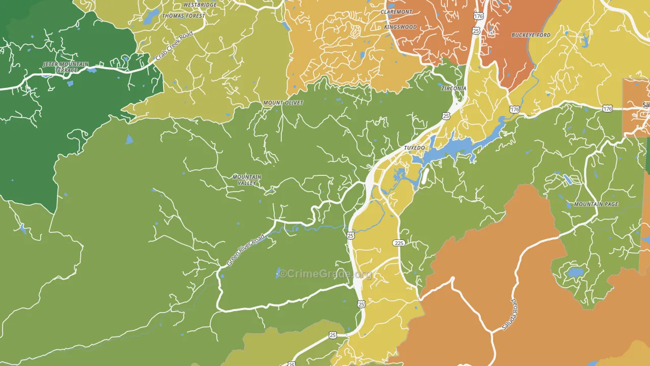 Zirconia, NC Map of Drug-Related Crime Rates