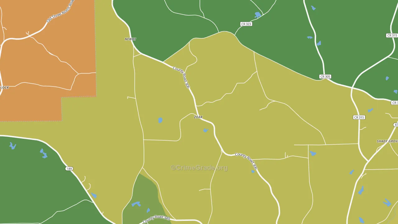 Zoar, AL Map of Drug-Related Crime Rates