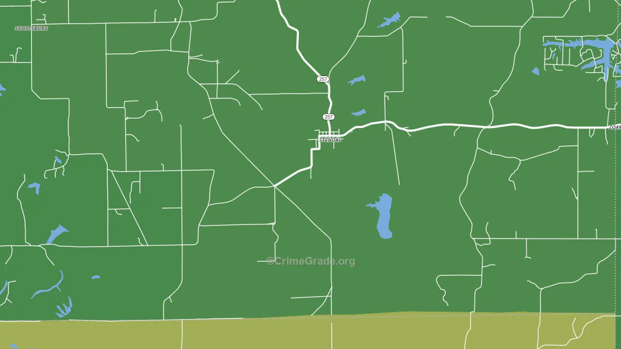 Zoar, IN Map of Drug-Related Crime Rates