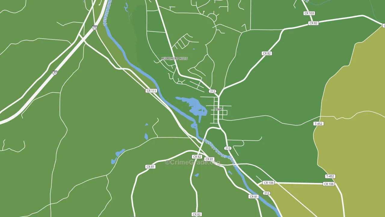 Zoar, OH Map of Drug-Related Crime Rates
