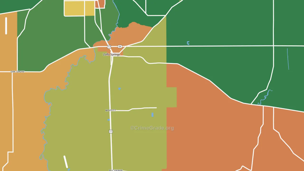 Zolfo Springs, FL Map of Drug-Related Crime Rates