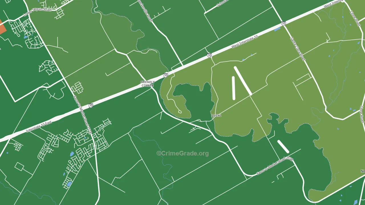Zuehl, TX Map of Drug-Related Crime Rates