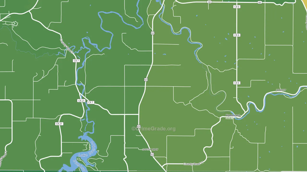 Zumbro Falls, MN Map of Drug-Related Crime Rates