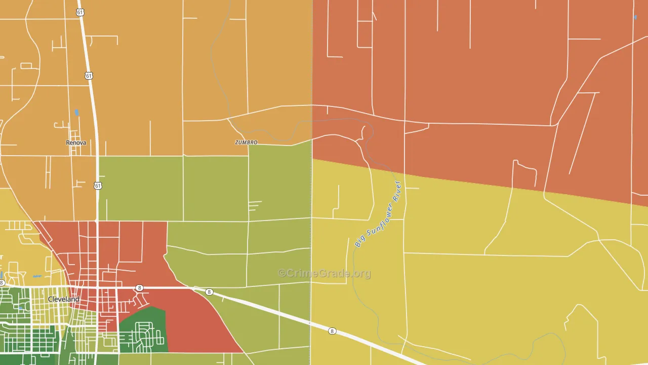 Zumbro, MS Map of Drug-Related Crime Rates