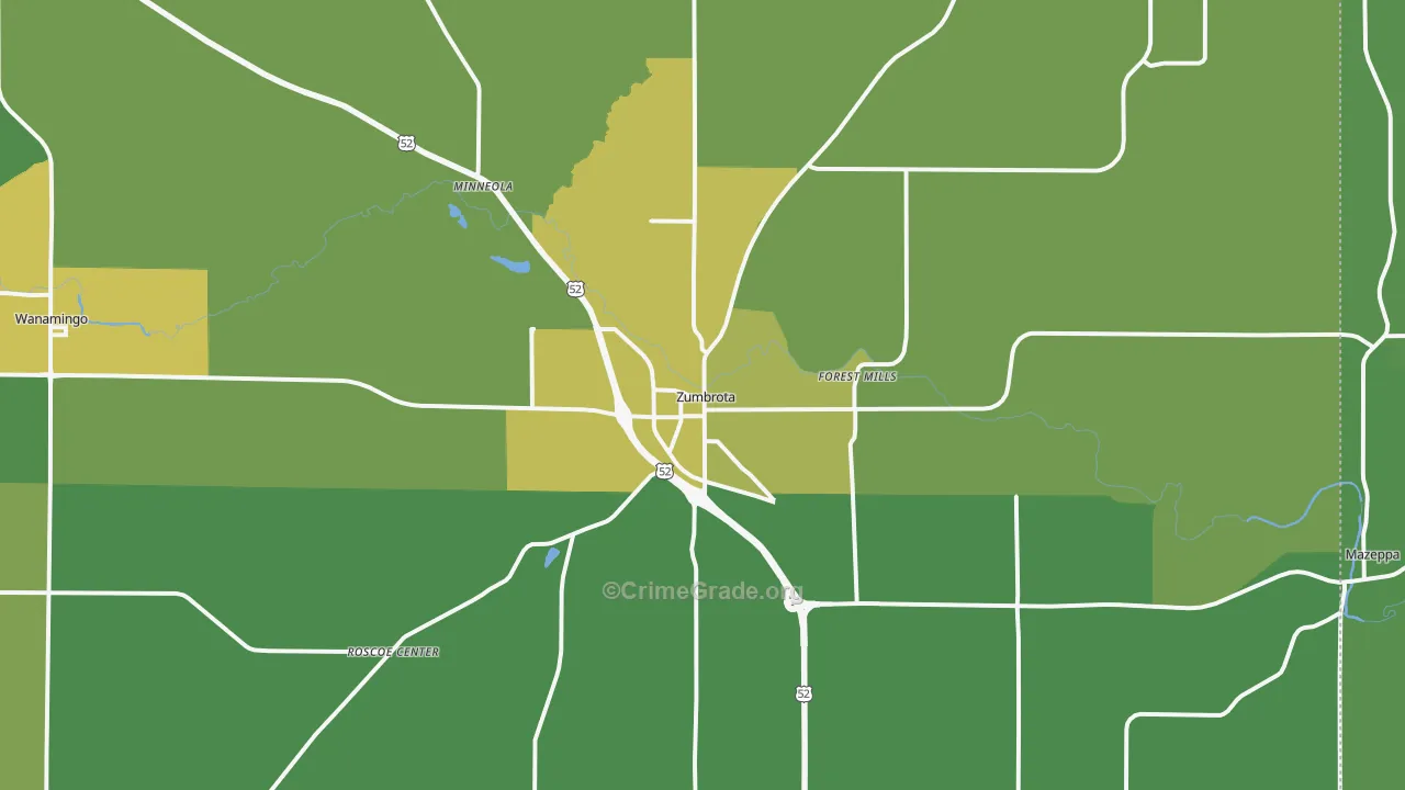 Zumbrota, MN Map of Drug-Related Crime Rates
