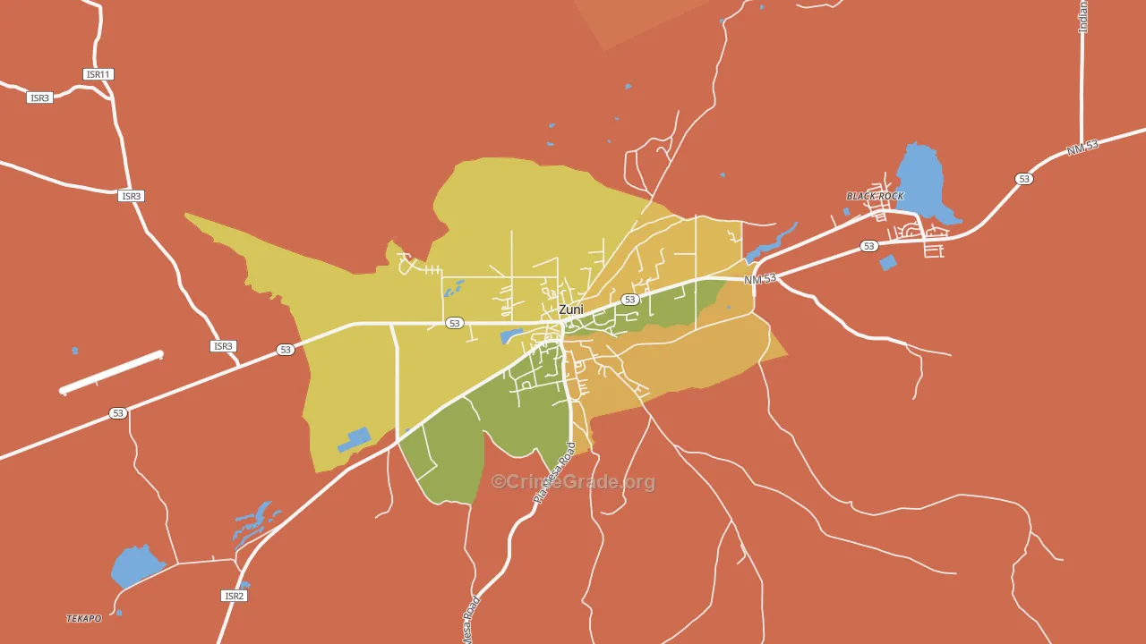 Zuni Pueblo, NM Map of Drug-Related Crime Rates