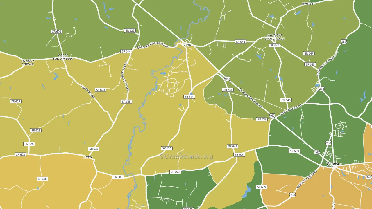 Zuni, VA Map of Drug-Related Crime Rates