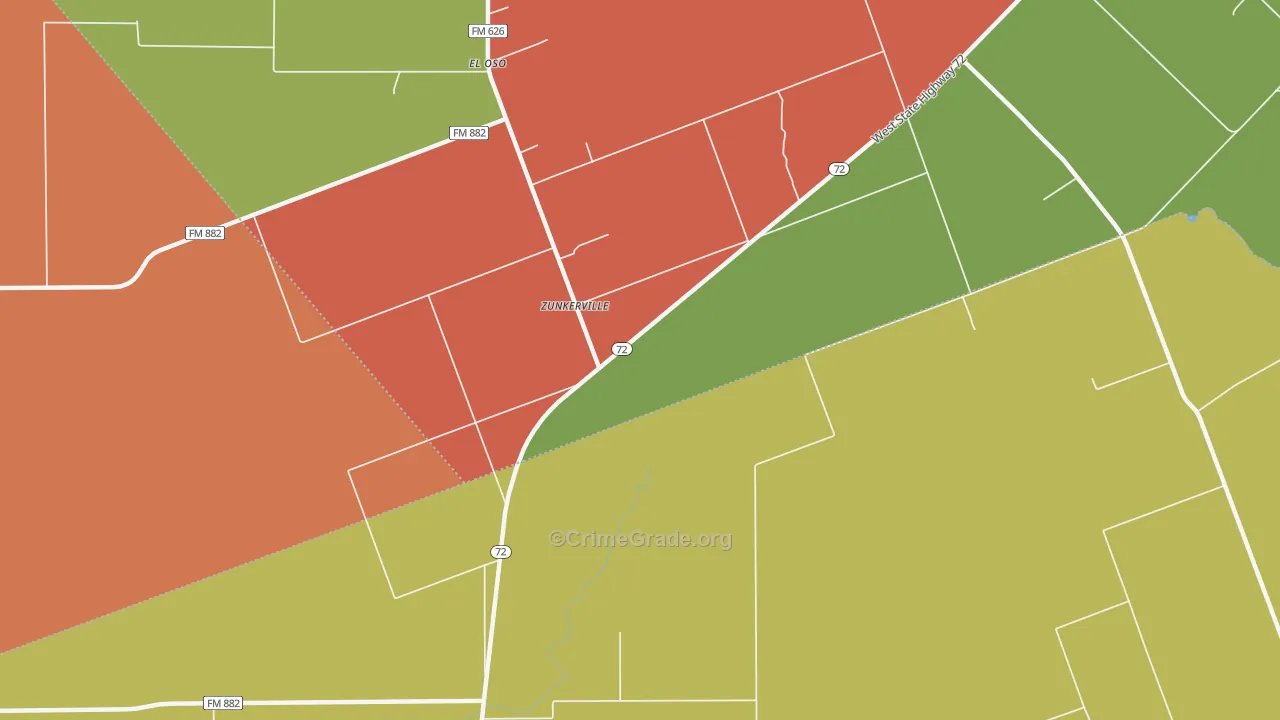 Zunkerville, TX Map of Drug-Related Crime Rates