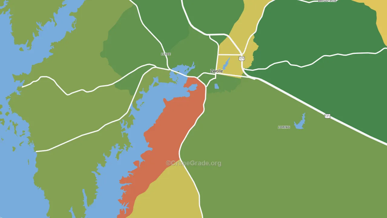 Zwolle, LA Map of Drug-Related Crime Rates
