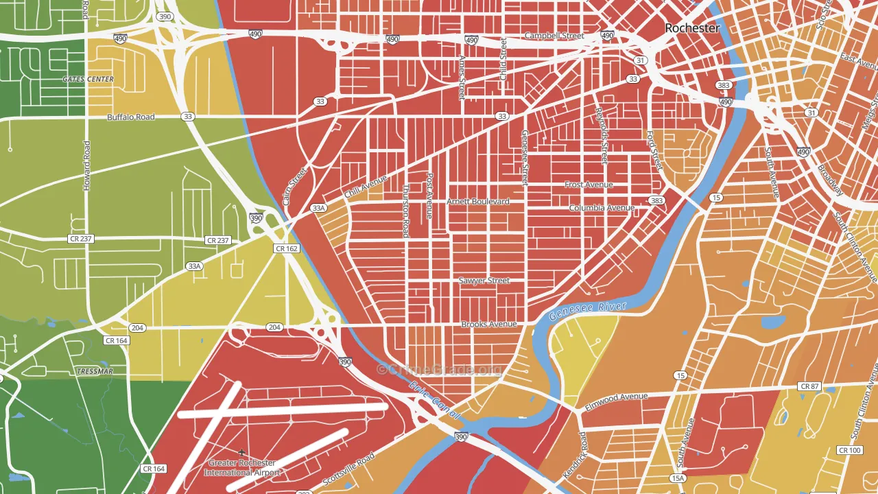 19th Ward, Rochester, NY Map of Murder Rates