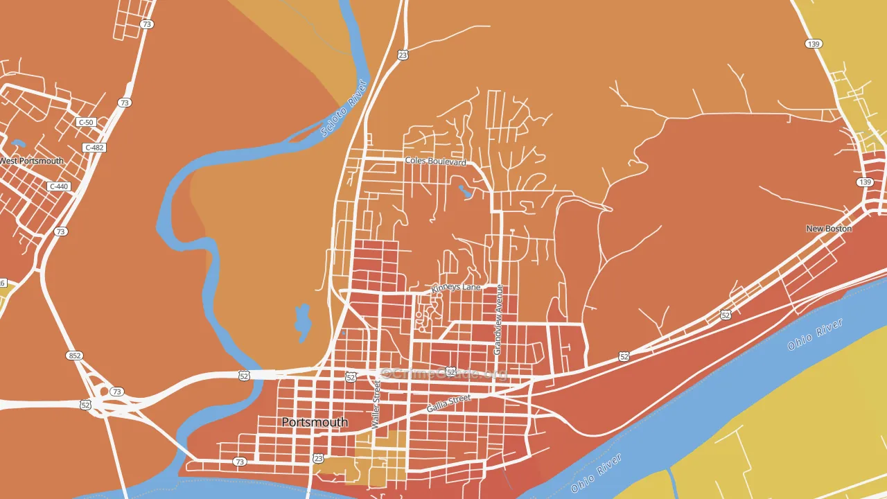 3rd Ward, Portsmouth, OH Map of Murder Rates