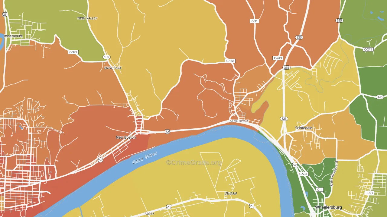 6th Ward, Portsmouth, OH Map of Murder Rates