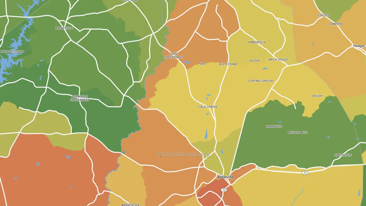 Abbeville County, SC Map of Murder Rates