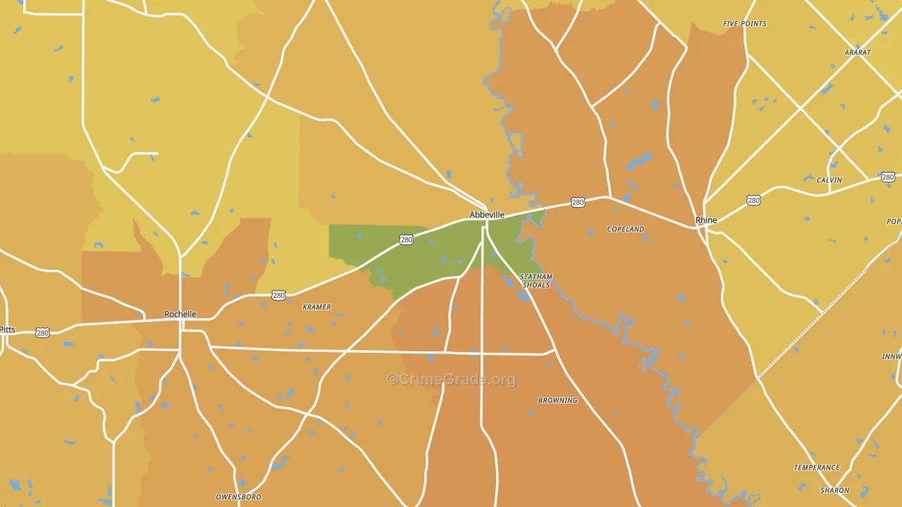 Abbeville, GA Map of Murder Rates