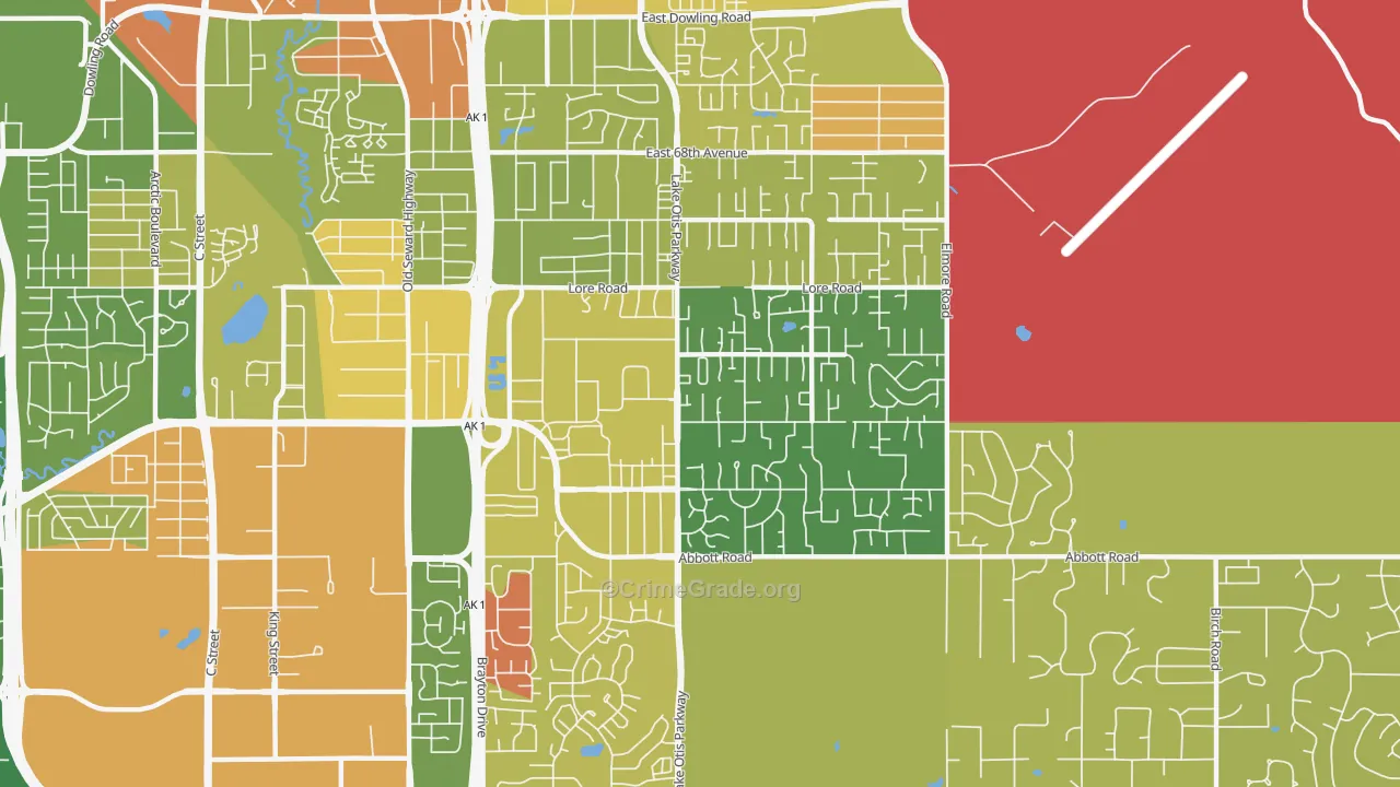 Abbott Loop, Anchorage, AK Map of Murder Rates