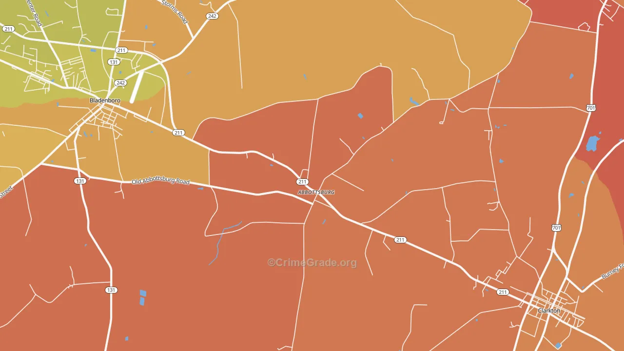 Abbottsburg, NC Map of Murder Rates