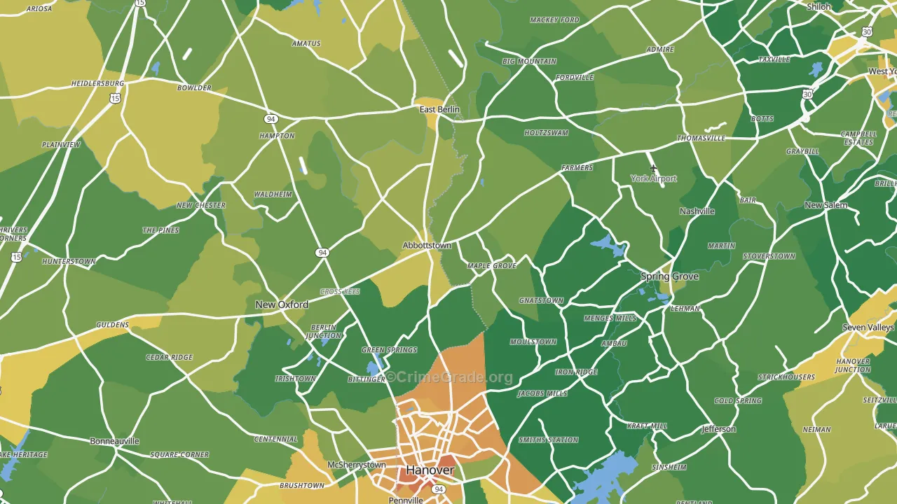 Abbottstown, PA Map of Murder Rates