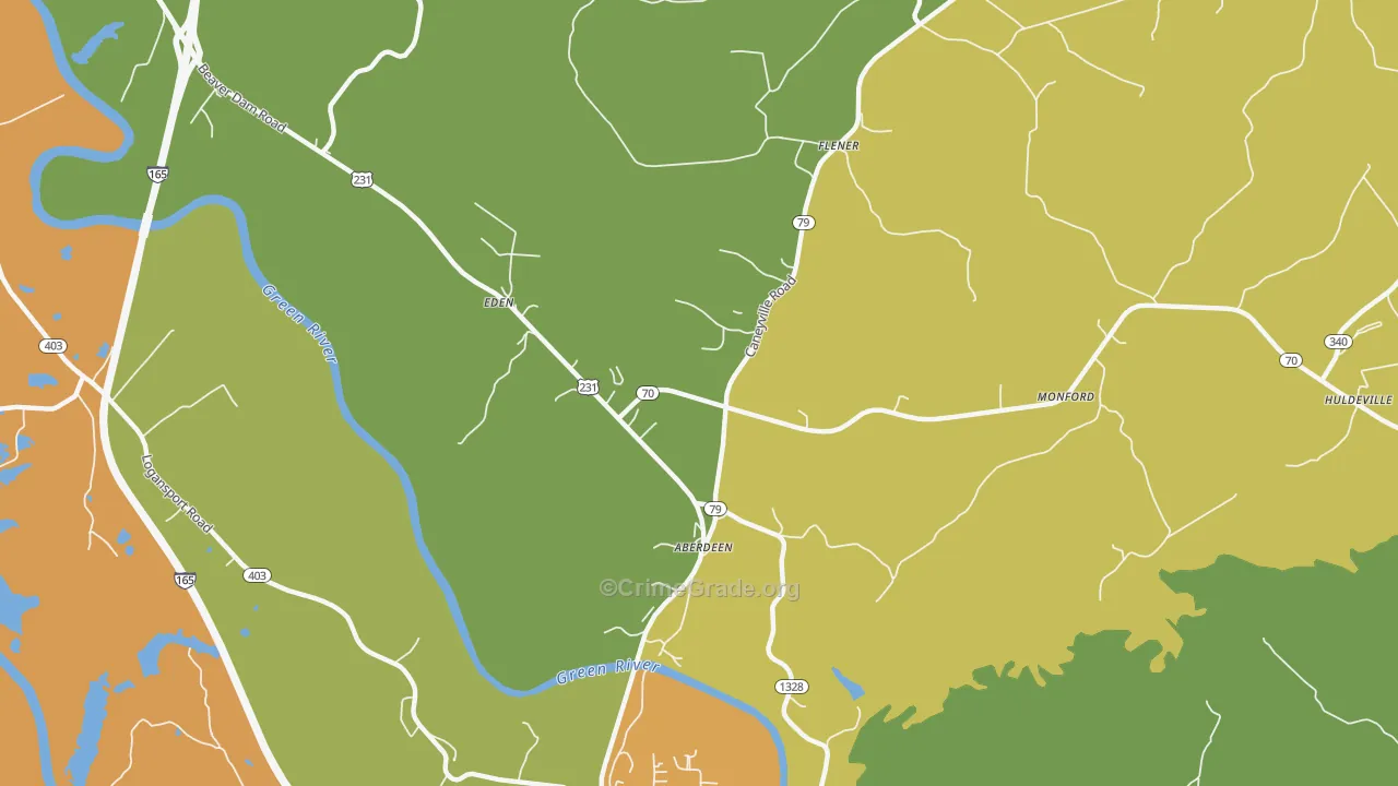 Aberdeen, KY Map of Murder Rates