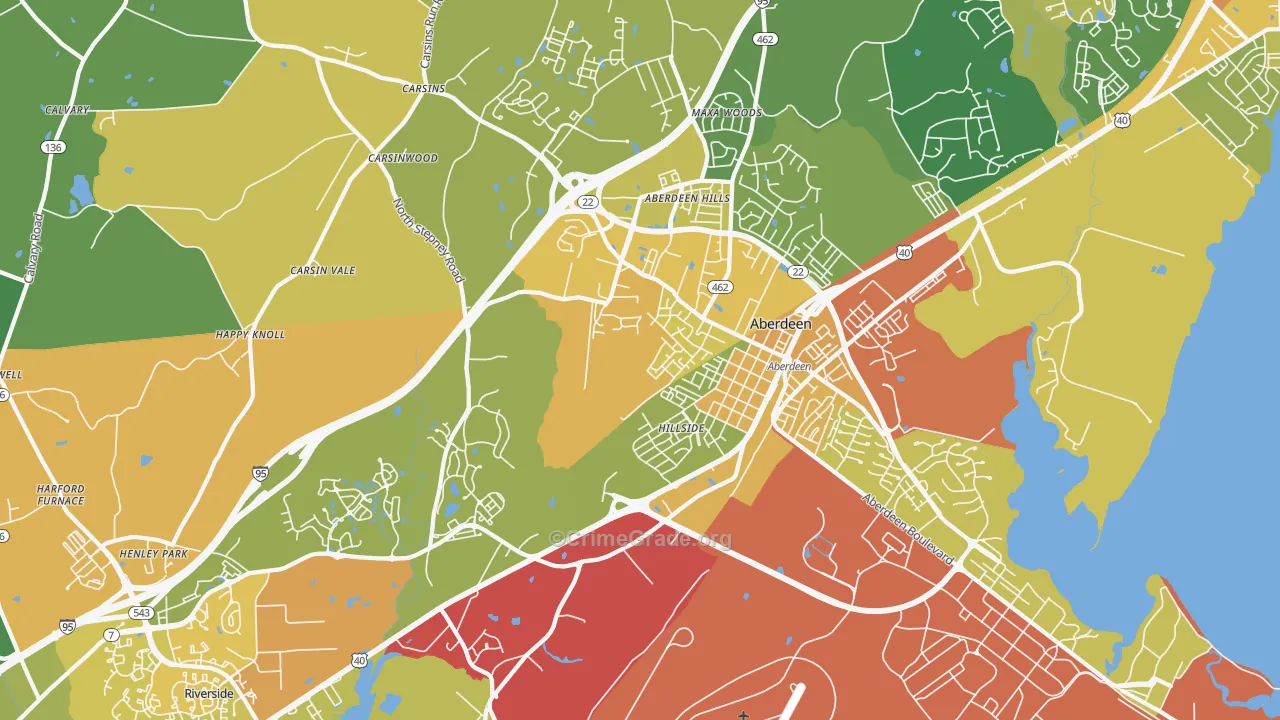Aberdeen, MD Map of Murder Rates